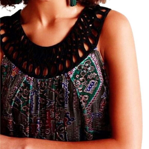 Moulinette Soeurs Anthropologie Linnea Burnout Velvet Metallic Dress Size XS - Picture 12 of 13